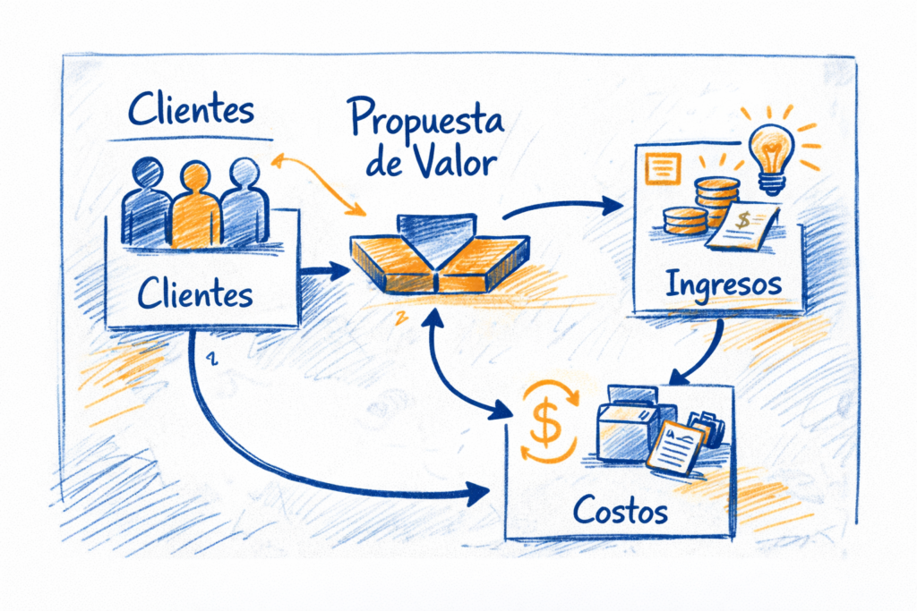 esquema de modelo de negocio clientes propuesta de valor ingresos costos
